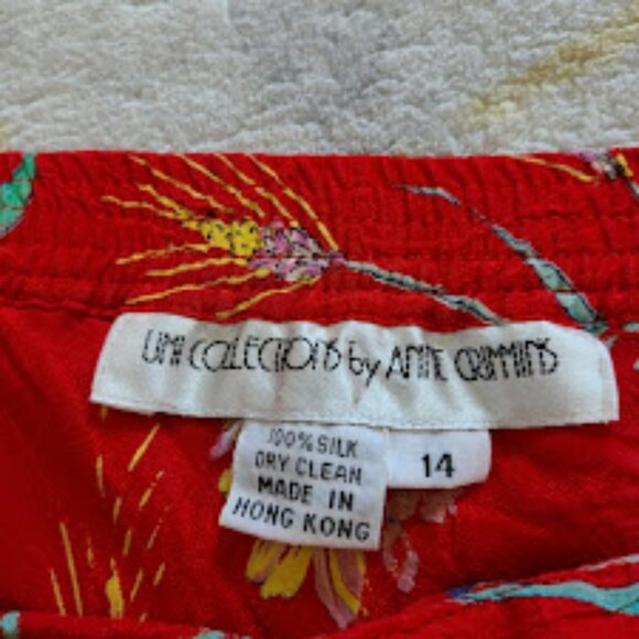 Vintage UMI Collection by Anne Crimmins Silk Skirt Red Floral Size 14 Hong Kong - Picture 5 of 11